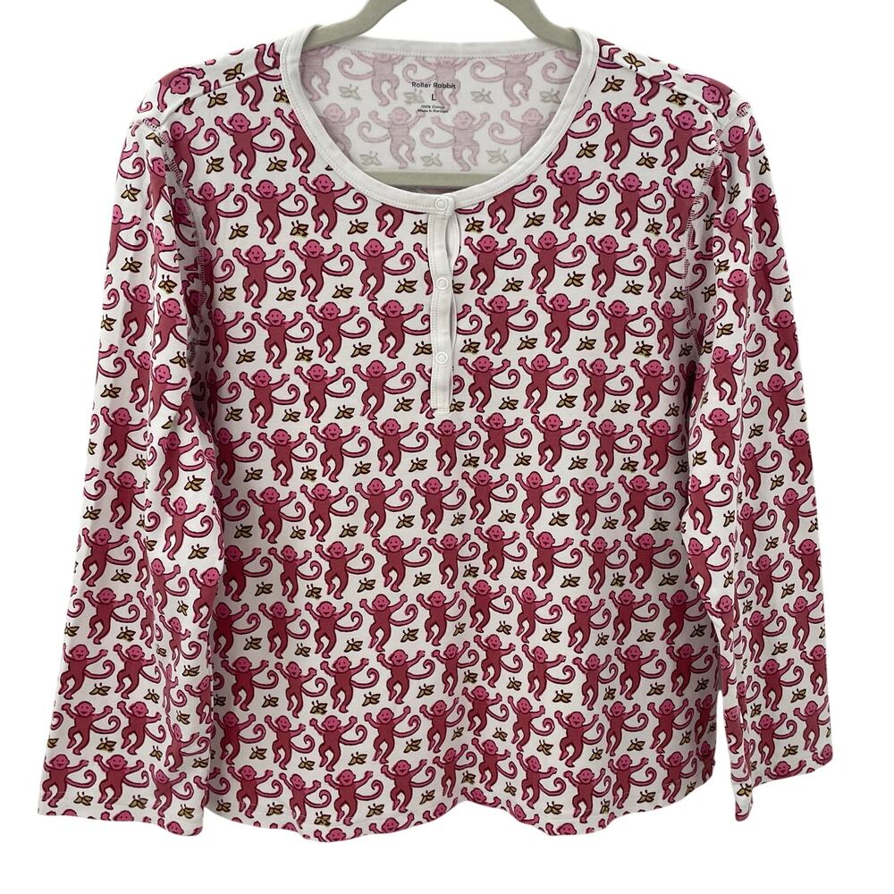 Roller Rabbit Monkey Print Pajama Top Cotton L